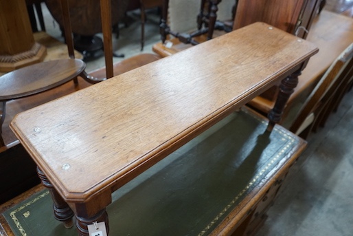 A late Victorian walnut window seat, length 106cm, depth 29cm, height 45cm